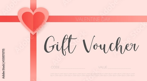 gift coupon, discount voucher. Makeup, Valentine's day. Bow, ribbon. A tag on a shoelace.
