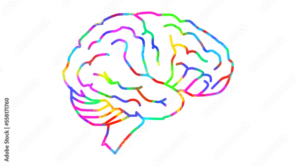 Φωτογραφία colorful illustation of a outline brian