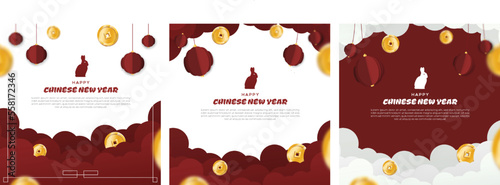 Happy chinese new year social media post template. chinese new year banner, greeting card