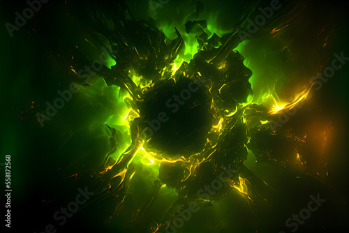 abstract green fire explosions background. generative ai