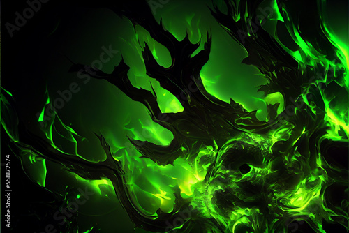 abstract green fire explosions background. generative ai