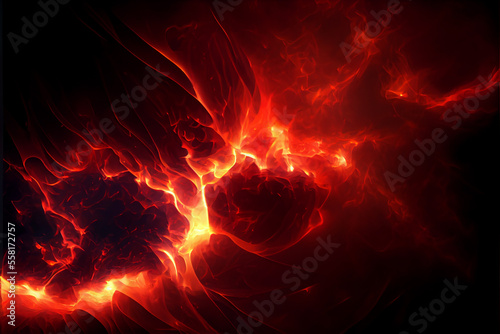 abstract red fire explosions background. generative ai