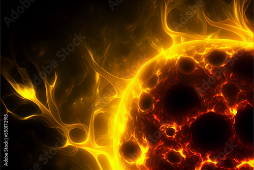Abstract yellow explosion fire background wallpaper. generative ai
