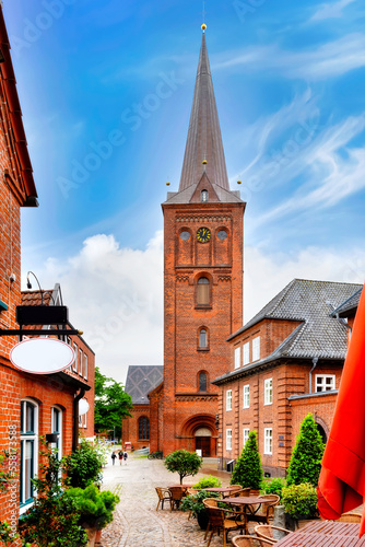 View of the Nikolaikirche church in Plön. The church in Holsteinische Schweiz in Schleswig-Holstein is the main Evangelical Lutheran church of the town.