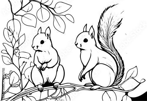 Coloring page for children with cute Animals