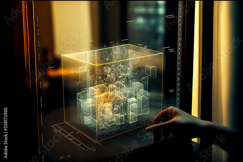 a hand holding a glass case - Generative AI