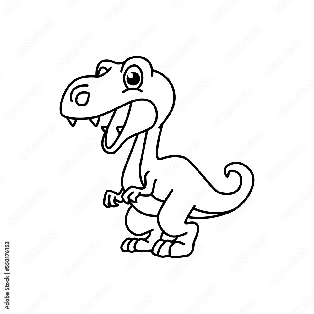 Obraz premium Cute dinosaurs characters vector illustration. For kids coloring book.