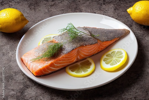 Raw Salmon on a Plate with ...