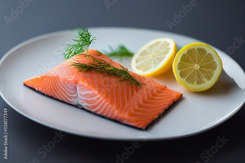 Raw Salmon on a Plate with ...