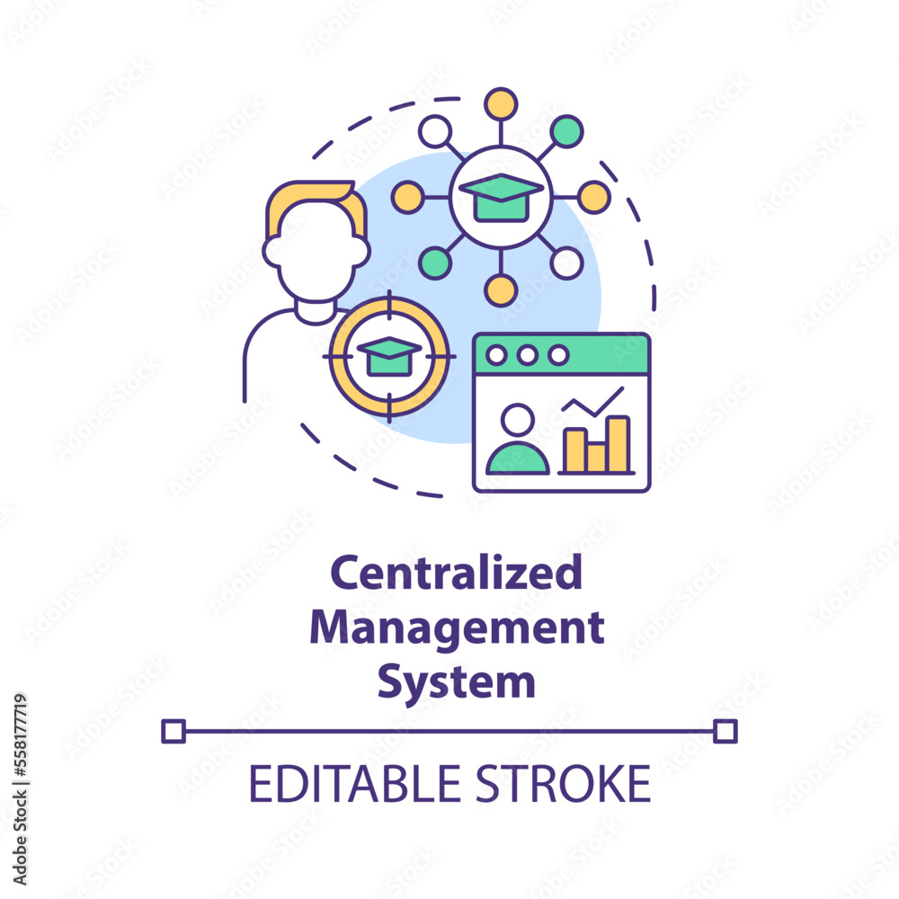 Centralised management system concept icon. Student tracking. LMS ...
