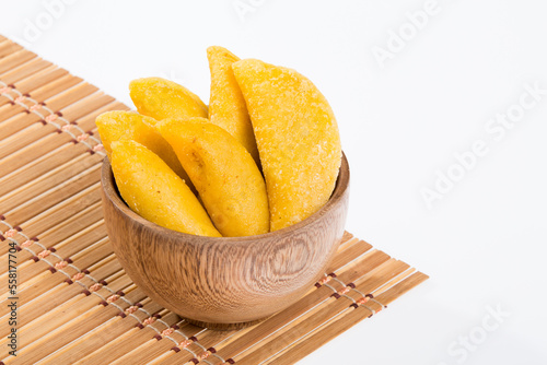 Colombian empanada - on the white background.traditional colombian food