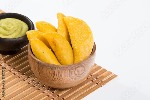 Colombian empanada - on the white background.traditional colombian food