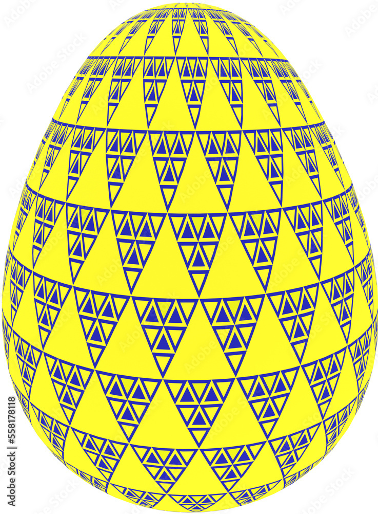 3D blue and yellow pattern Easter egg