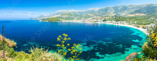 amazing blue bay in Himare in Albania