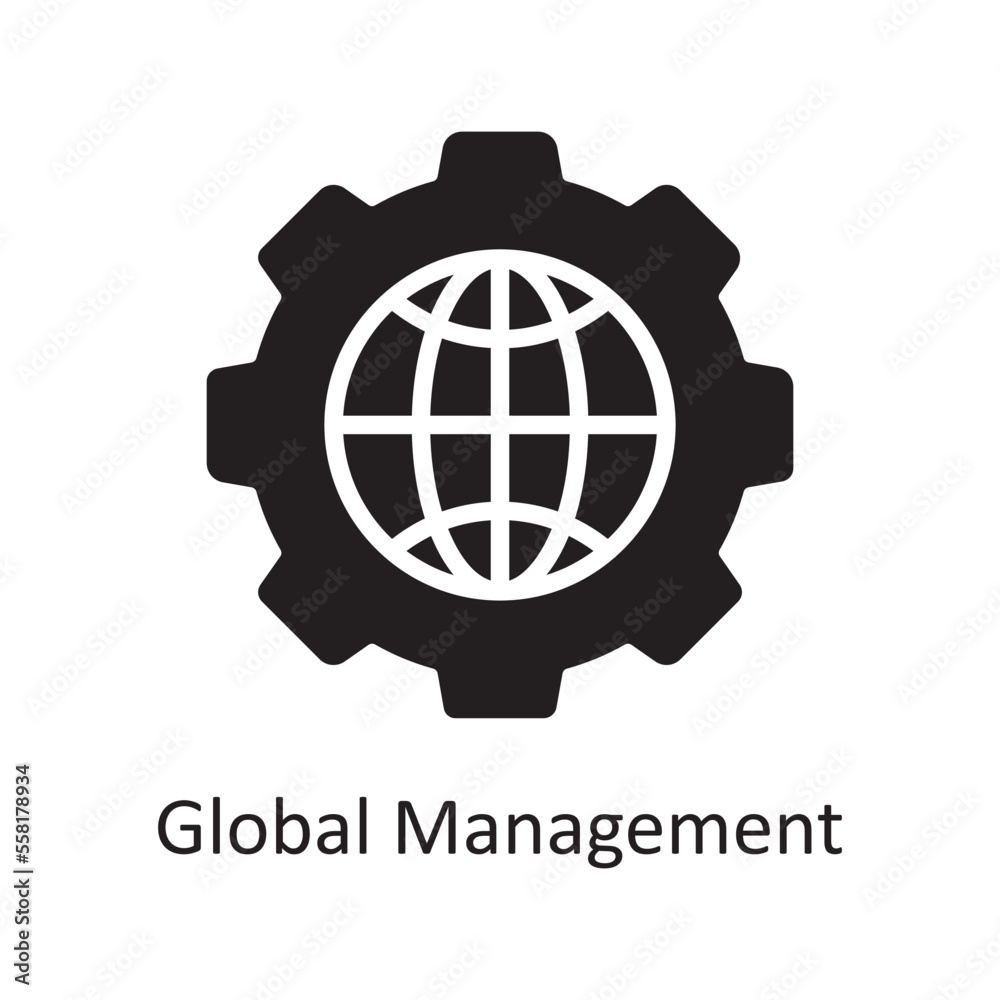 Global Management Vector Solid Icon Design illustration. Business And Data Management Symbol on White background EPS 10 File Global Management Vector Solid Icon Design illustration. Business And Data Management Symbol on White background EPS 10 File