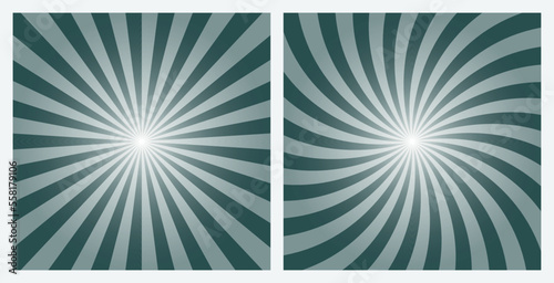 Gray sunburst background set. Dark Slate Gray retro style gray color radial and spiral sunbeam rays background, pattern, wallpaper. Vector Illustrations. © cnh