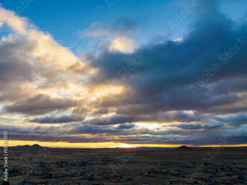 Majestic Sunrise Painting the Mojave Desert in Radiant Hues