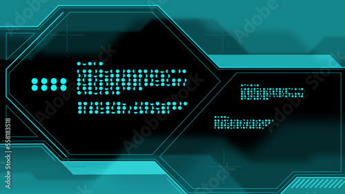 binary code on digital screen. Hi tech abstract dashboard, Sci-fi virtual reality display, futuristic frame background.
