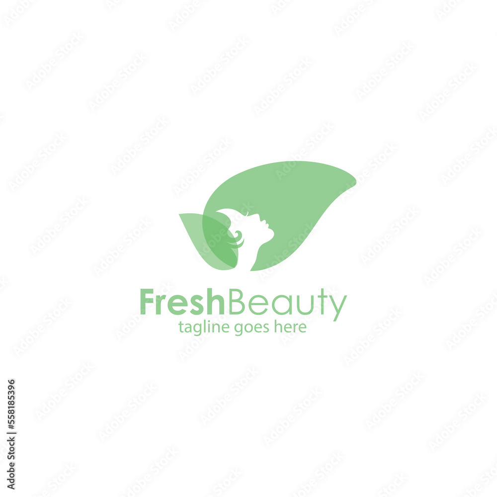 Fresh Beauty Logo Design Template with Woman and leaf icon, Perfect for business, company, app, technology, mobile, etc Fresh Beauty Logo Design Template with Woman and leaf icon, Perfect for business, company, app, technology, mobile, etc