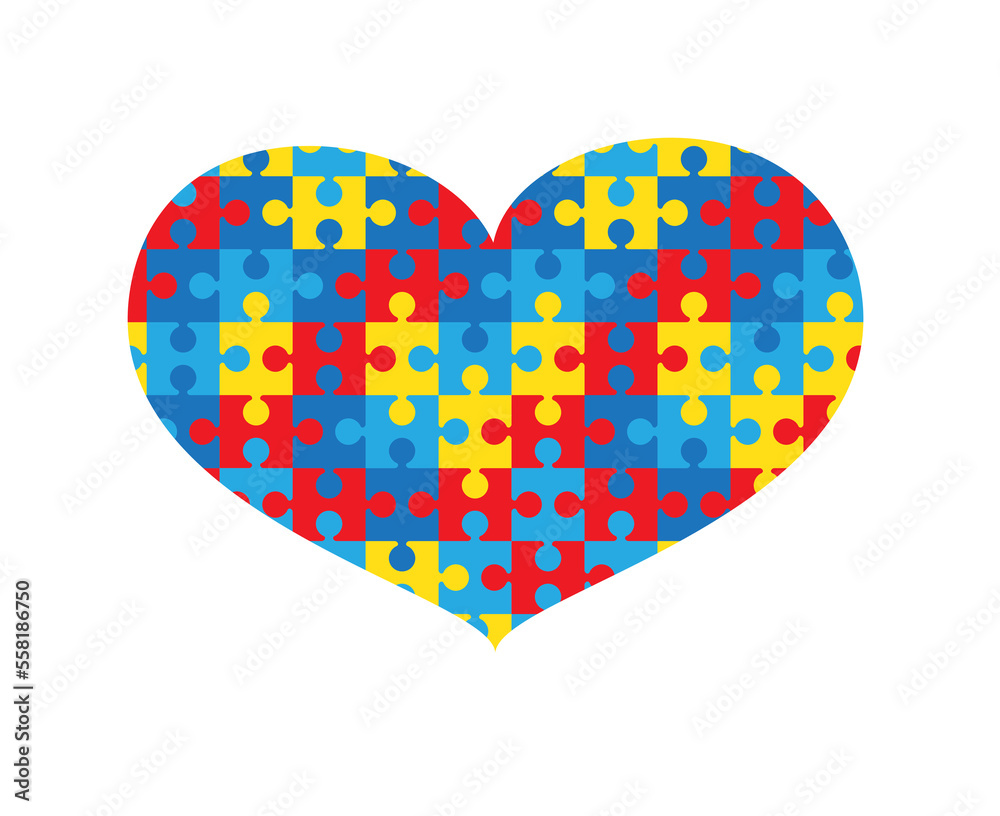 Heart-shaped colorful puzzles.Isolated