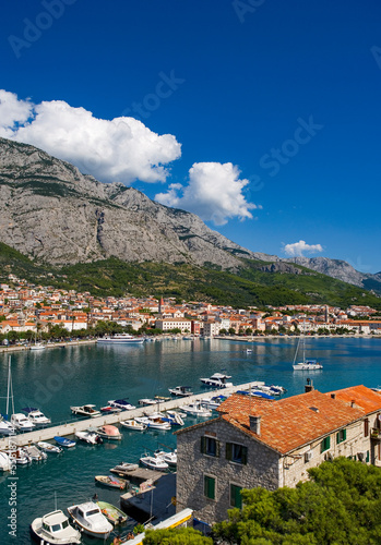 Harbor and boats in Makarska  Dalmatia  Croatia