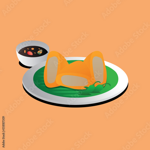 Tahu bakso illustration Indonesian food with cartoon style