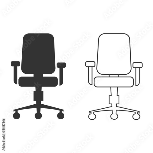 Office chair icon. Comfortable armchair set line and background vector ilustration.