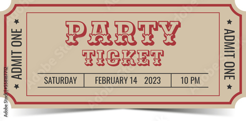 Retro vector party ticket