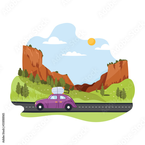 An eye catchy flat illustration of camping 