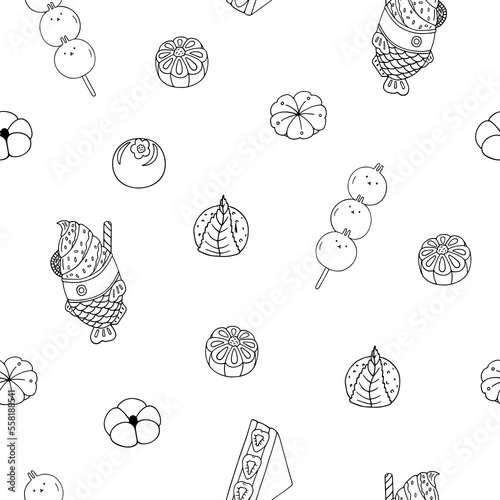 Asian sweet food seamless pattern