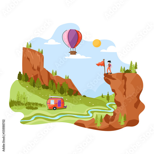 An eye catchy flat illustration of camping 