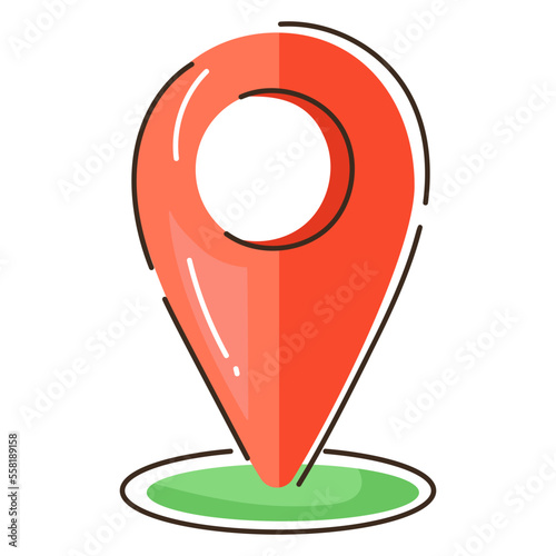 A customizable flat doodle icon of navigation pin 