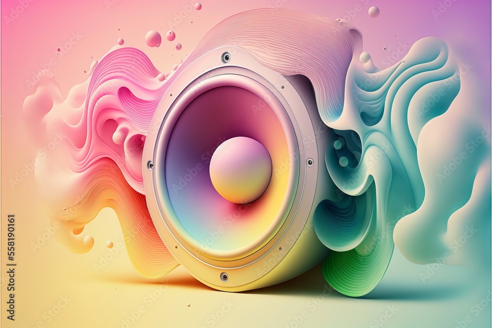 Abstract speakers in colorful design. Generative AI - obrazy, fototapety, plakaty 