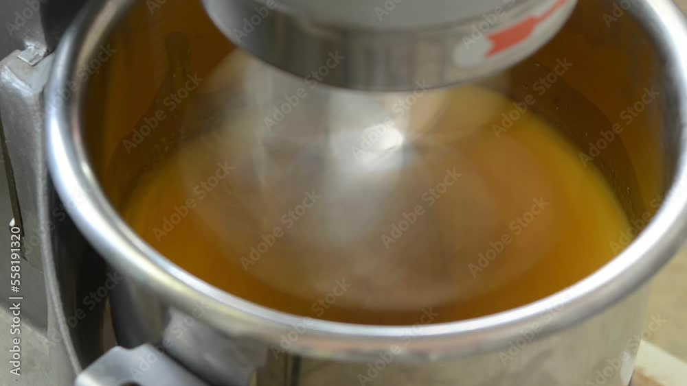 chef using machine to kneading dough for bread , Mixing dough with blender