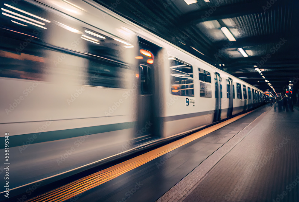 Fototapeta premium subway train in motion,train in motion blur