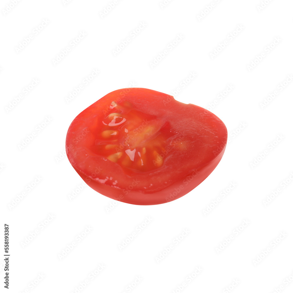 Half of fresh ripe tomato isolated on white. Healthy vegetable Half of fresh ripe tomato isolated on white. Healthy vegetable