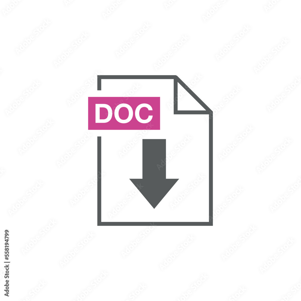 DOC Document Download Icon Vector Template