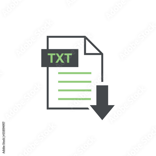 TXT Document Download Icon Vector Template