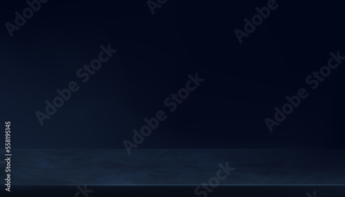Wall Cement Display Room,Vector 3D Studio Blue Marble texture Floor background,Horizon mockup backdrop of Empty Gallery room in dark concrete surface with cracked pattern.Wide panoramic Banner design