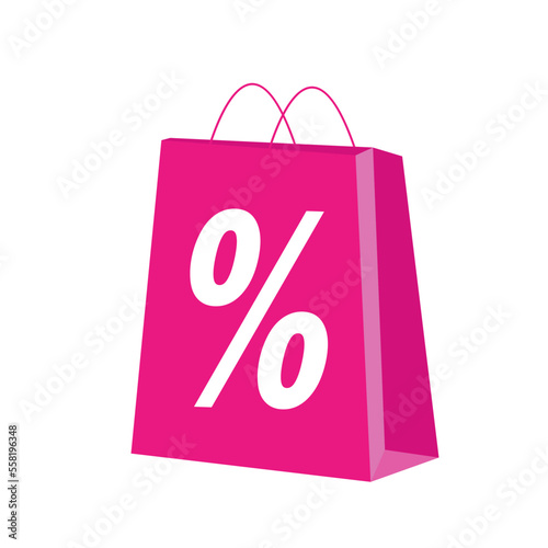 Shopping package with the inscription percent, discounts and sales