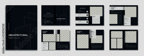 Architecture black  portfolio design template, architecture and interior professional portfolio layout, print ready template, a4 standard size  brochure for architecture portfolio