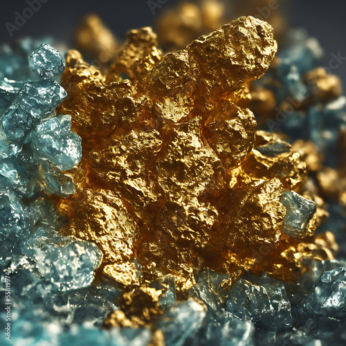 Gold with ice model exposition render