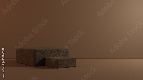 stone blocks on the table for product display, 3D rendering