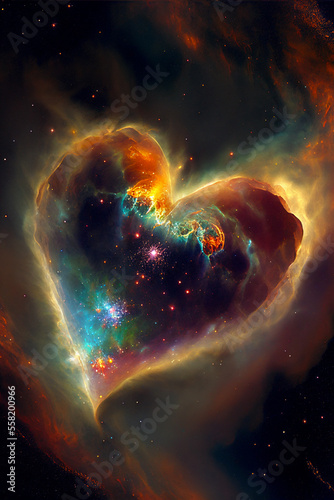 Heart shaped nebula. Heart galaxy. Astrological symbol of love © Aquir