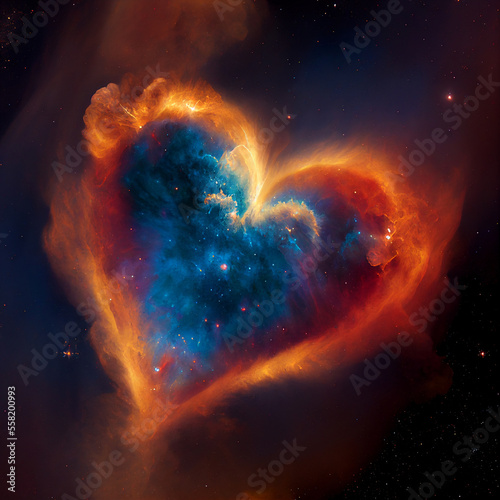 Heart shaped nebula. Heart galaxy. Astrological symbol of love © Aquir