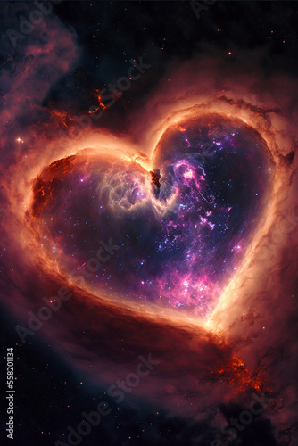 Heart shaped nebula. Heart galaxy. Astrological symbol of love