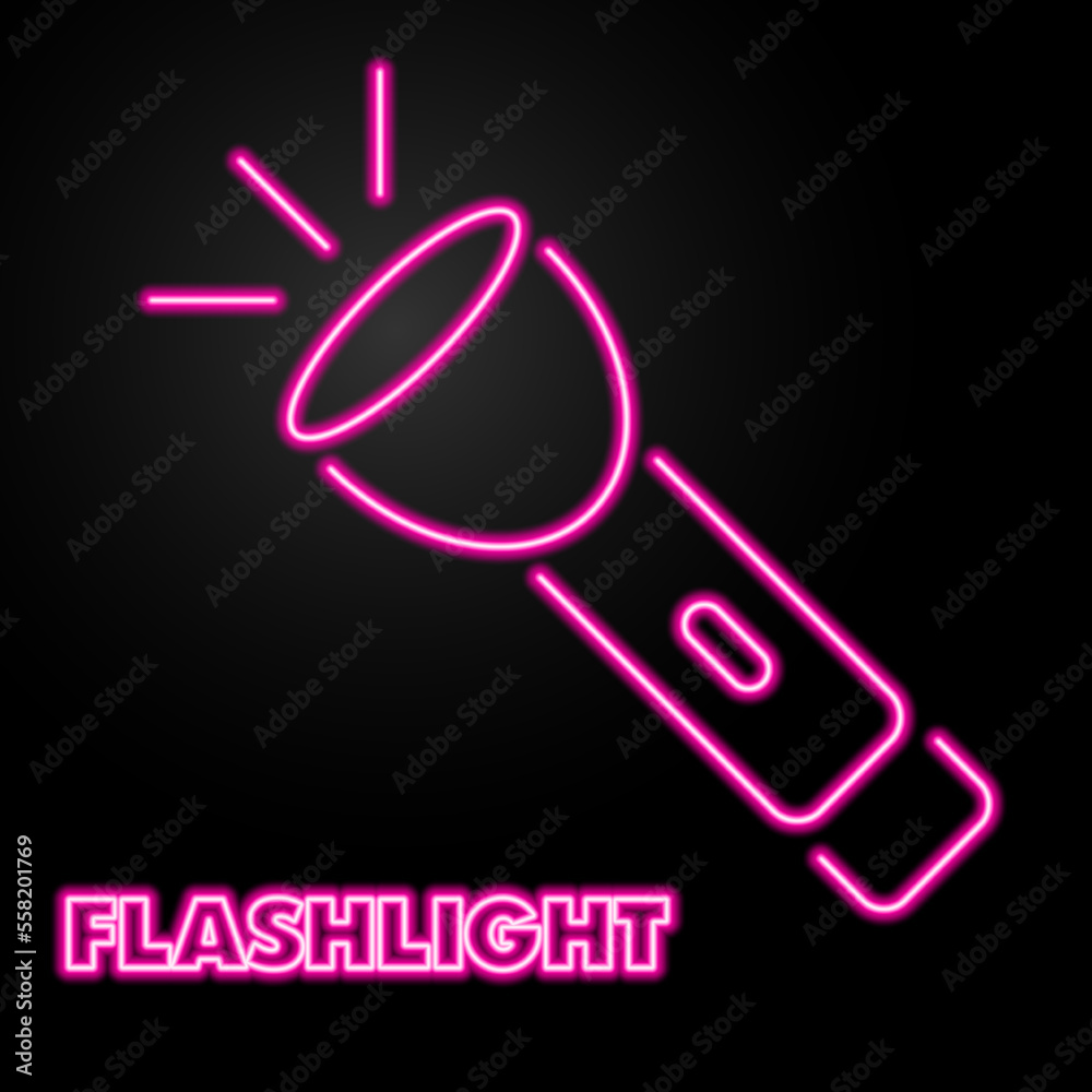 flashlight neon sign, modern glowing banner design, colorful modern design trends on black background. Vector illustration. flashlight neon sign, modern glowing banner design, colorful modern design trends on black background. Vector illustration.