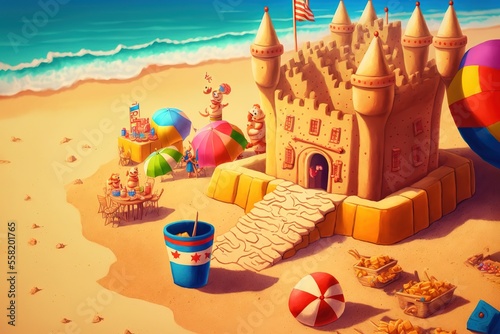 Labor Day beach party with sandcastles and beach games