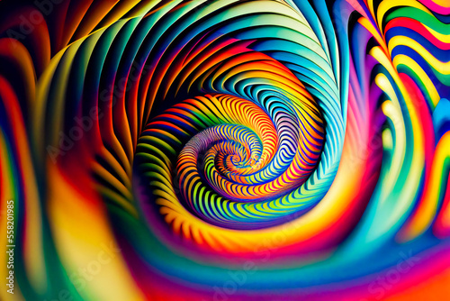 Hypnotic Multicolored Spiral Background.  Rainbow Swirl. Generative AI.