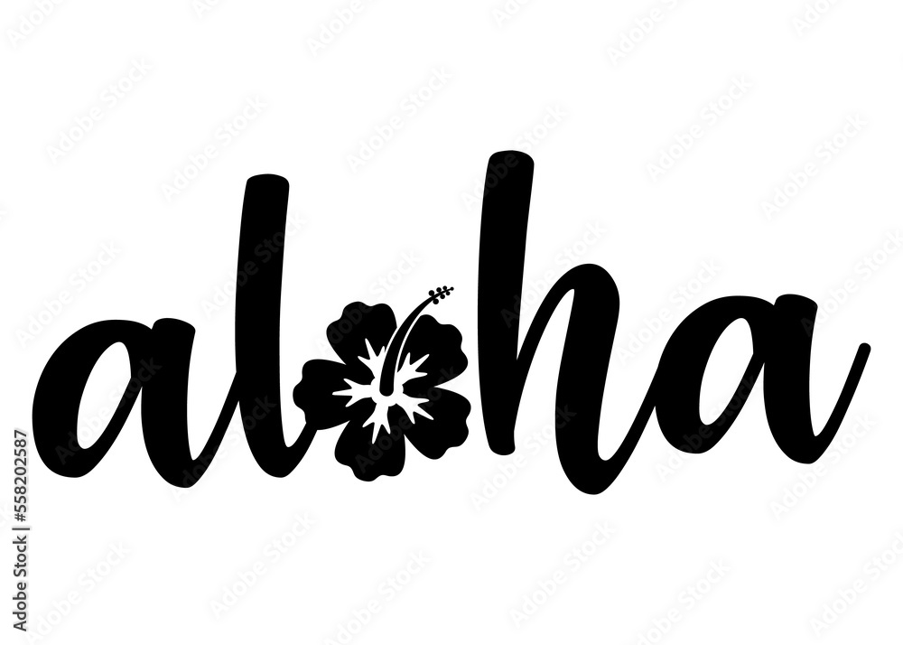 Logo Destino De Vacaciones. Letras De La Palabra Hawaiana Aloha En 